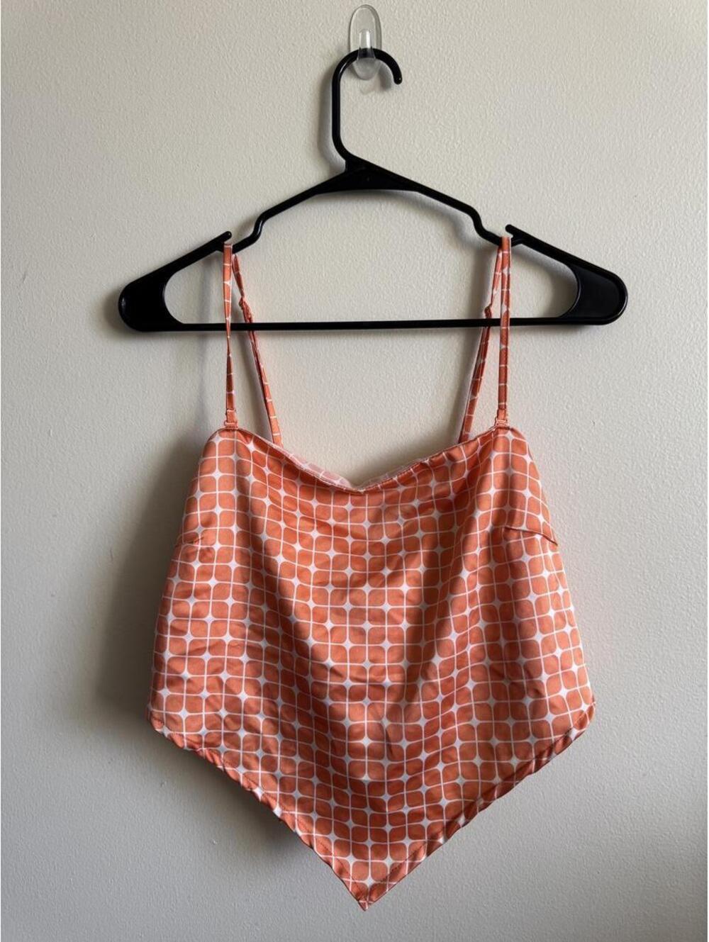 Street Wear Society Orange & white geometric grid print crop top in XL